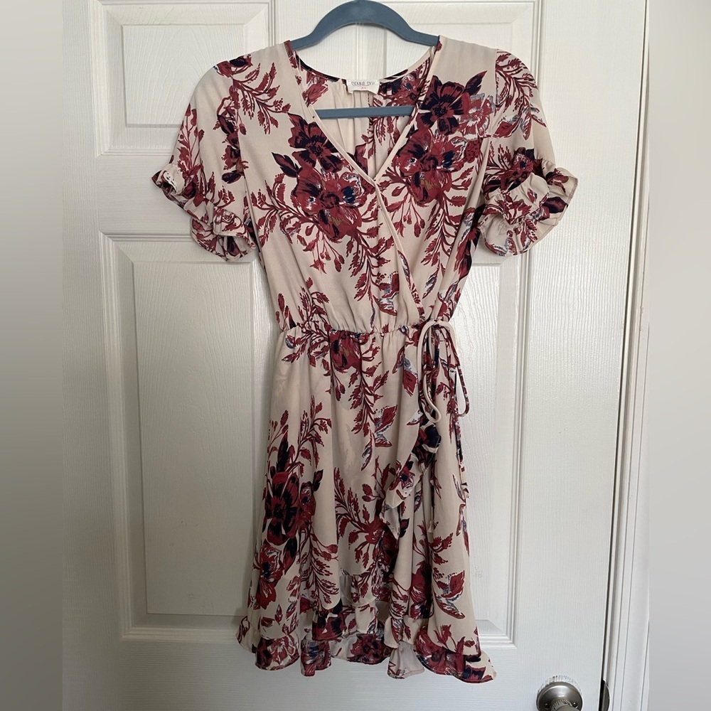Sienna Sky Red and Cream Floral Mini Dress size X-Small